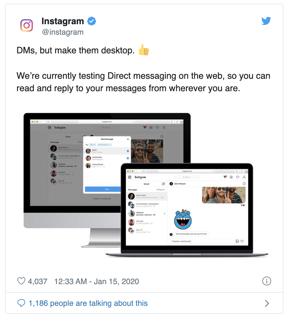Instagram Direct 登錄桌面版！為日後統一FB、IG、WhatsApp訊息鋪路？ - AD-Linkage Limited