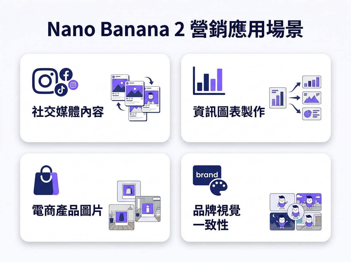 Nano Banana 2 四大營銷應用場景資訊圖
