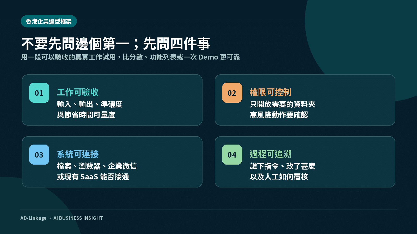 香港企業選擇桌面AI辦公智能體的四項準則:工作可驗收、權限可控制、系統可連接、過程可追溯